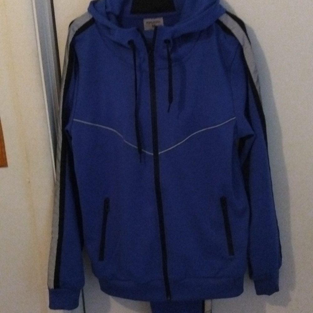 Blue Track Suit with Black Accents